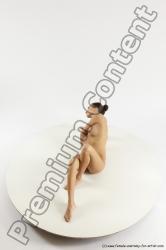 Nude Gymnastic poses Woman White Slim long brown Multi angle poses Pinup